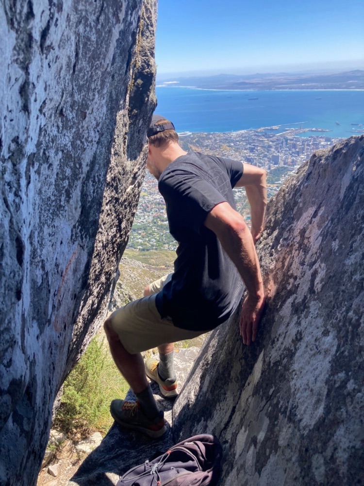 stepping down on table mountain